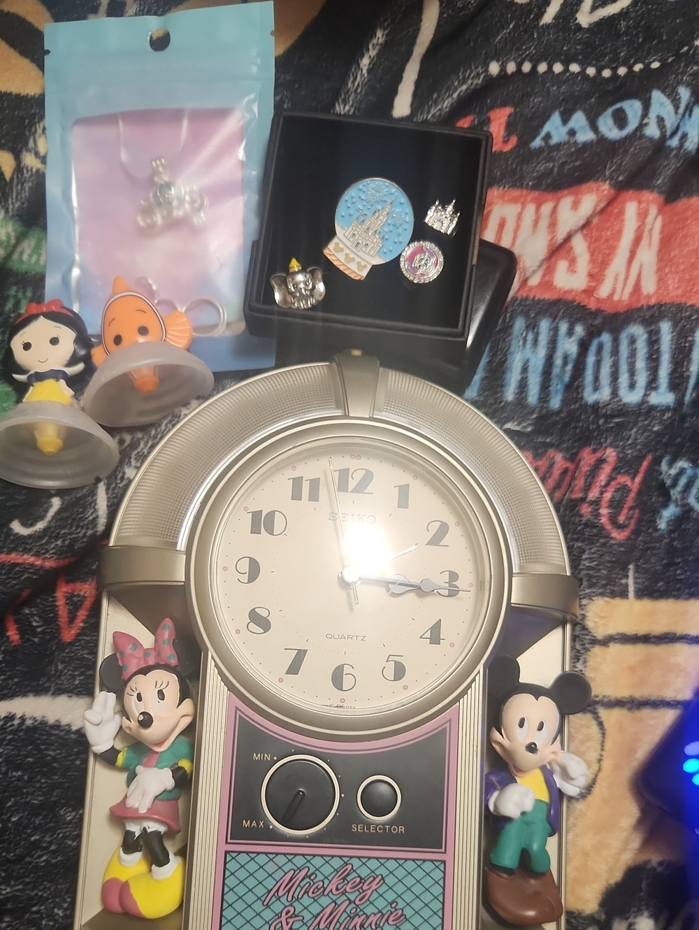 Seiko Pink, Cream, Black Mickey & Minnie Decorative Wall Clock